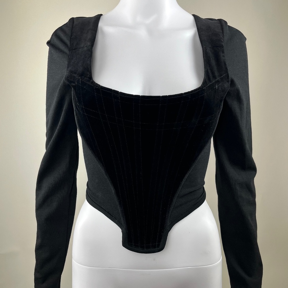 Rare 1980’s Vivienne Westwood Black Velvet Long Sleeve Corset